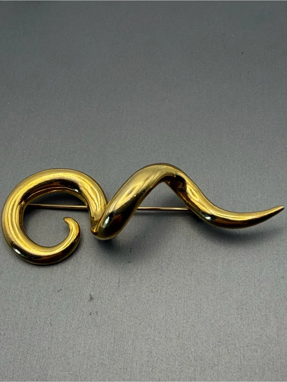 Gold-tone Serpent Abstract Brooch Pin